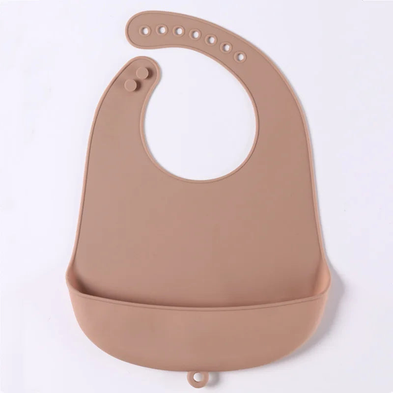 1-Piece Silicone Baby Bib – Waterproof Solid Feeding Bib for Toddlers, Boys & Girls, Saliva-Proof Lunch Apron - Kidzy Market
