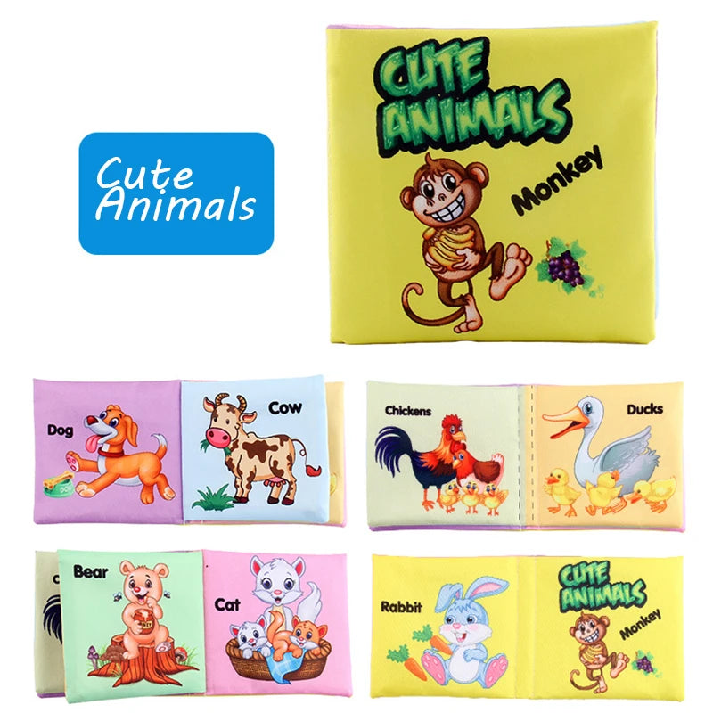 Baby Soft Cloth Book for Newborns 0-12 Months - 3D Animal Family Cognitive Montessori Early Educational Toy, Gift for Kids