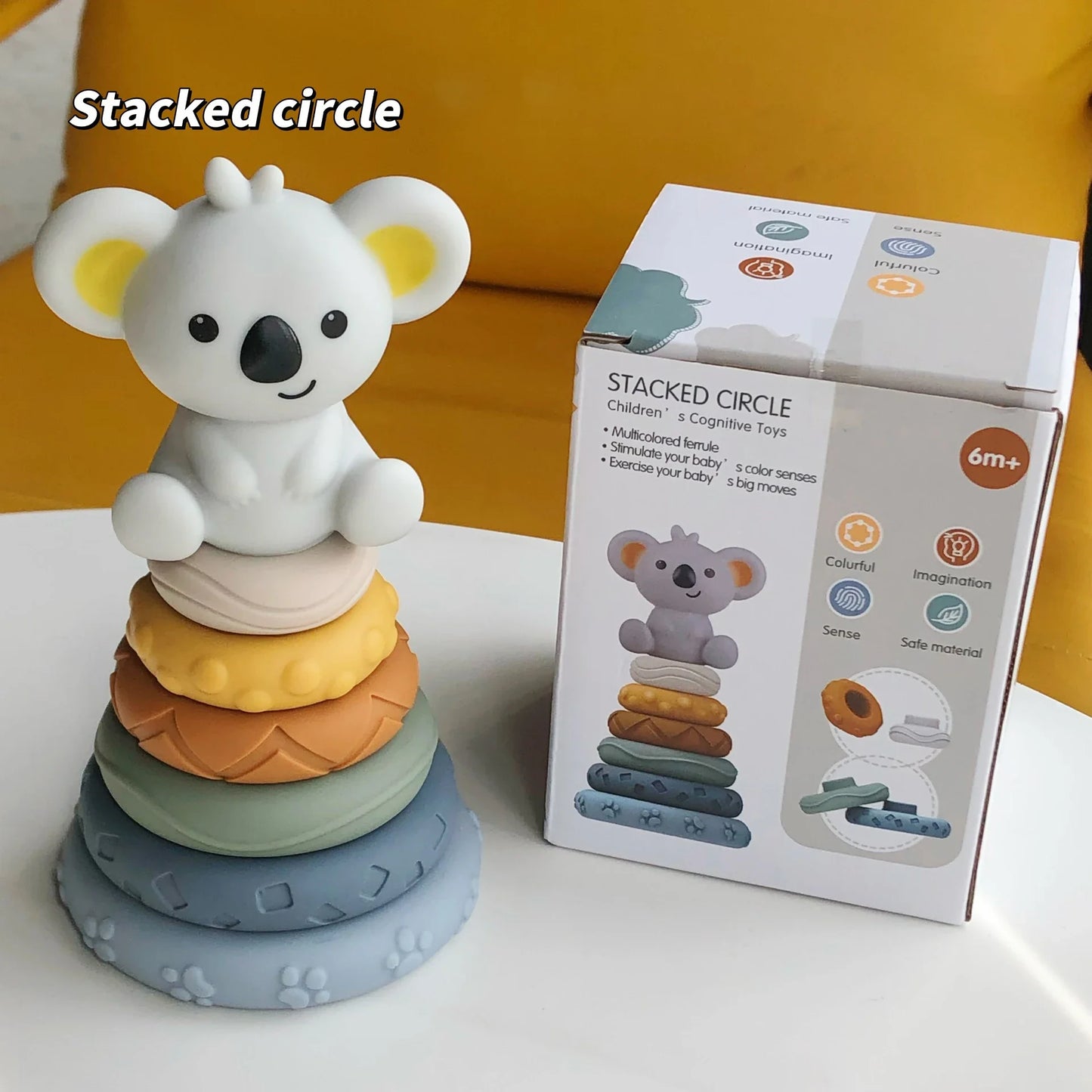 Soft Silicone Block Toy Stacking Tower Bath Teether Montessori