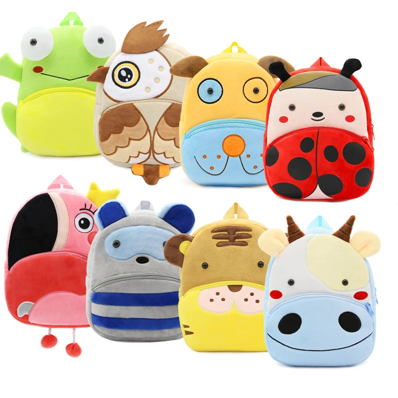 Cute Cartoon Animal School Bags – Plush Backpack for Kindergarten Kids, Boys & Girls - Kidzy Market