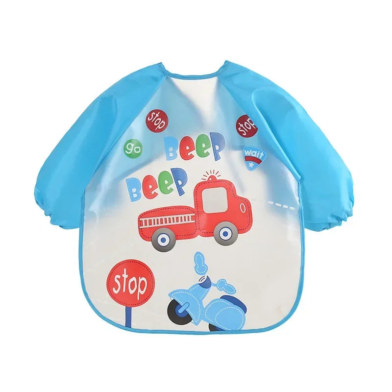 Waterproof Baby Eating Smock – Toddler Cartoon Long Sleeve Art Apron, Soft Feeding Bib & Burp Cloth for Boys & Girls - Kidzy Market