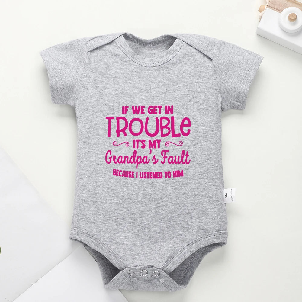 Newborn Girl Black Romper – Letter Print Cotton Onesie, Cozy Crew Neck, Fashionable Infant Bodysuit for Baby Boy and Girl