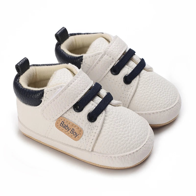 HAIZHIW Newborn Baby Boy & Girl Leather Shoes – Infant First Walkers, Non-Slip Rubber Toddler Retro Shoes (0-18M)