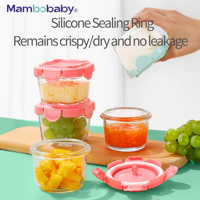 Baby Complementary Feeding Food Container with Sealing Cap - BPA-Free Glass Jar, Portable Food Storage & Mambobaby Formula Storage Box