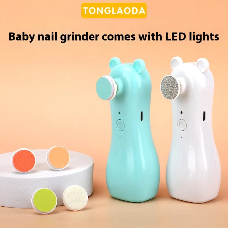Baby Nail Grinder – Rabbit & Bear Rechargeable Anti-Clamping Nail Clippers, Electric Nail Grinder Set for Newborn Care