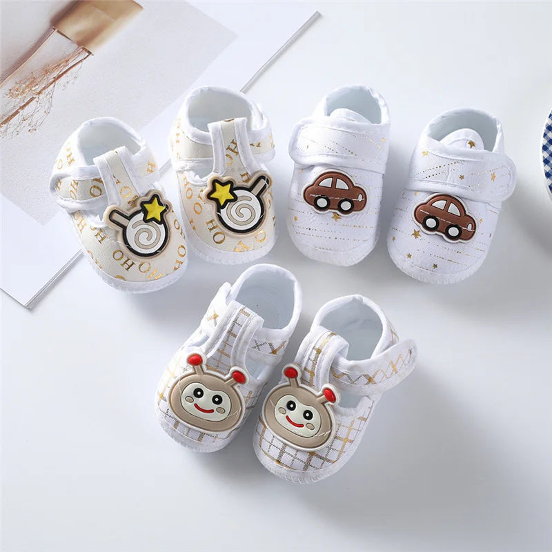 0-12 Month Baby Girl & Boy Shoes – Cotton Soft First Walkers, Cute Newborn Infant Toddler Shoes for Spring