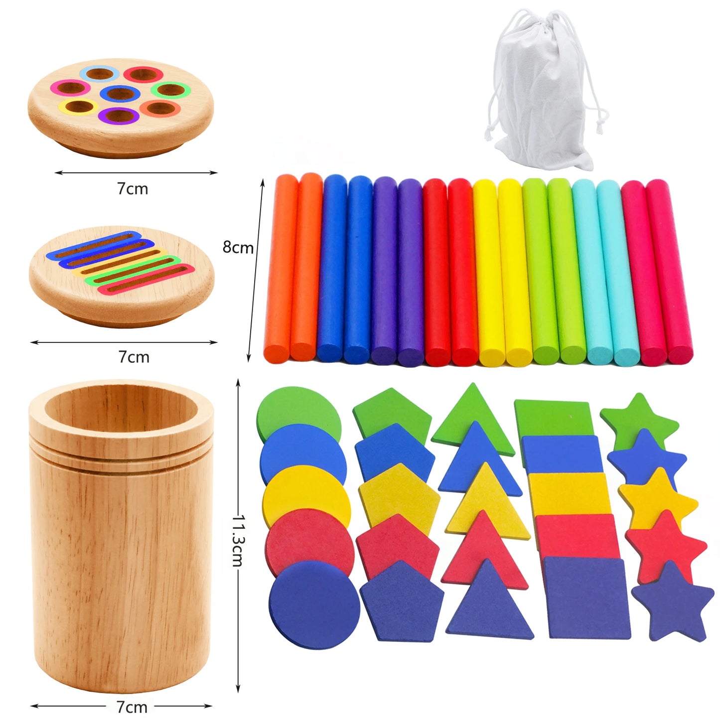 Montessori Wooden Matching Toy – Color Sorting Stick Balance Game for Fine Motor Skills and Math Learning