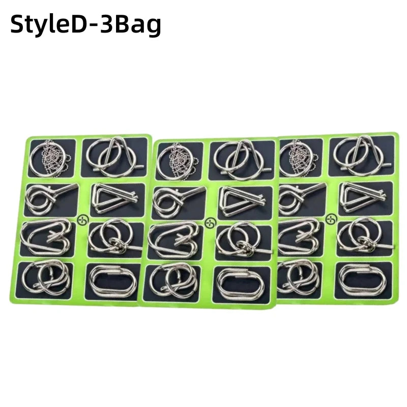 8Pcs/Set Metal Montessori Puzzle Wire - IQ Mind Brain Teaser - Interactive Game for Children & Adults - Educational Toy