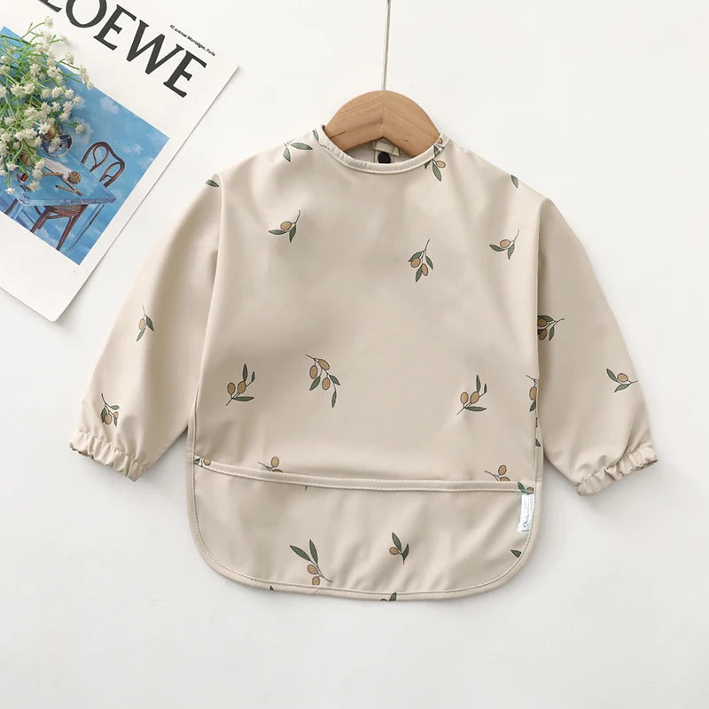Kids Baby Feeding Bibs | Waterproof Long Sleeve Apron with Pocket, Toddler Burp Cloth for Boys & Girls, Anti-Dirty Art Smock Baby Stuff - Kidzy Market