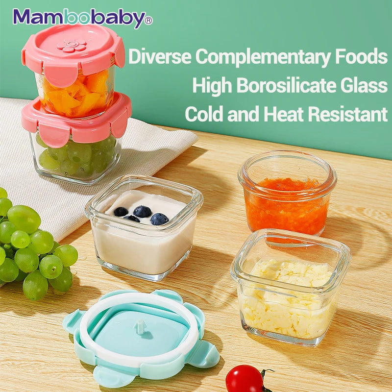 Baby Complementary Feeding Food Container with Sealing Cap - BPA-Free Glass Jar, Portable Food Storage & Mambobaby Formula Storage Box
