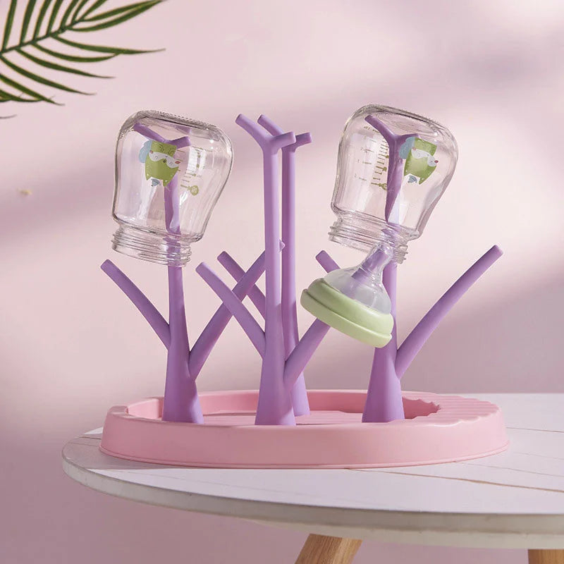 Baby Bottle Holder, Detachable Baby Bottle Drying Rack, Cute Tree Shape Cleaning Dryer Drainer, Storage Rack for Baby Accessories