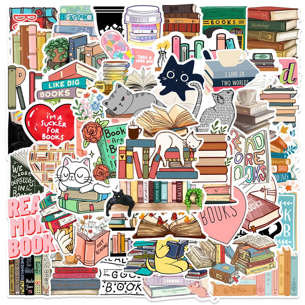 10/30/50pcs Cartoon Animal Reading Stickers – PVC Decorative Stickers for Scrapbooking, Stationery, and School Supplies for Kids