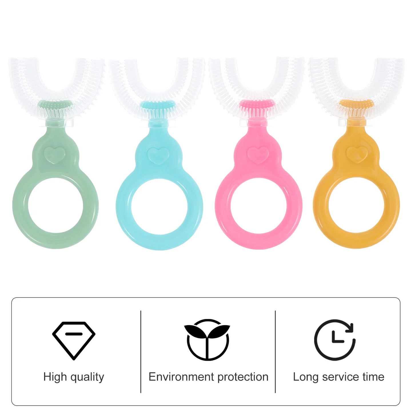 4 Pcs Children Toothbrush Manual, U Shape Handheld Brush, Silica Gel Teeth Brush for Baby, Kids Oral Hygiene