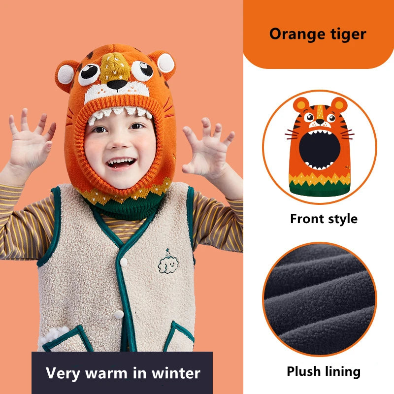 Kids Hat, Scarf & Gloves Set – 3D Dinosaur & Unicorn Modeling, Winter Windproof Knitted Beanie Cap for Baby Girls & Boys, Warm Kids Accessories