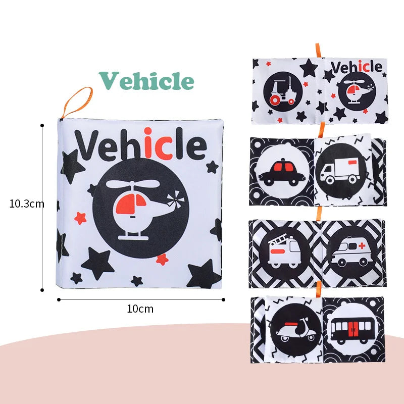 Soft Baby Fabric Book - Interactive Sensory Activity Cloth Book for Babies, First Educational Montessori Early Learning Game