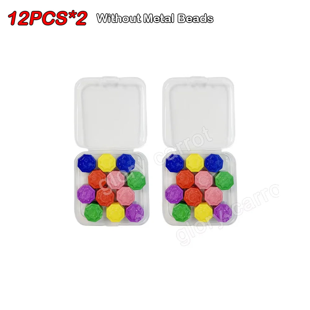 Korea Traditional Gonggi Game Set - 5/12 Pcs with Weighted Jack Stones & Metal Beads, Finger Exercise Toy