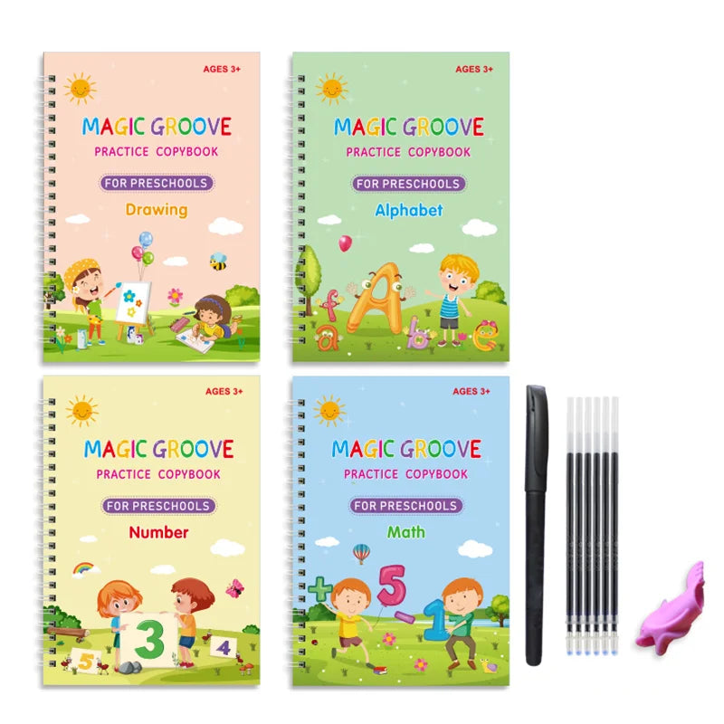 Reusable Magic Copybook – Montessori Drawing and Writing Toy for Kids with Pen Control Training and Educational Stickers