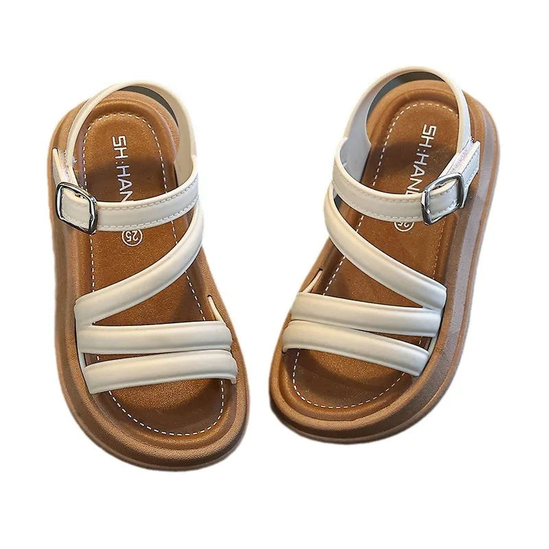 Girls’ Sandals – Summer Casual Flat Shoes, Non-Slip Fashion Beach Sandals for Kids