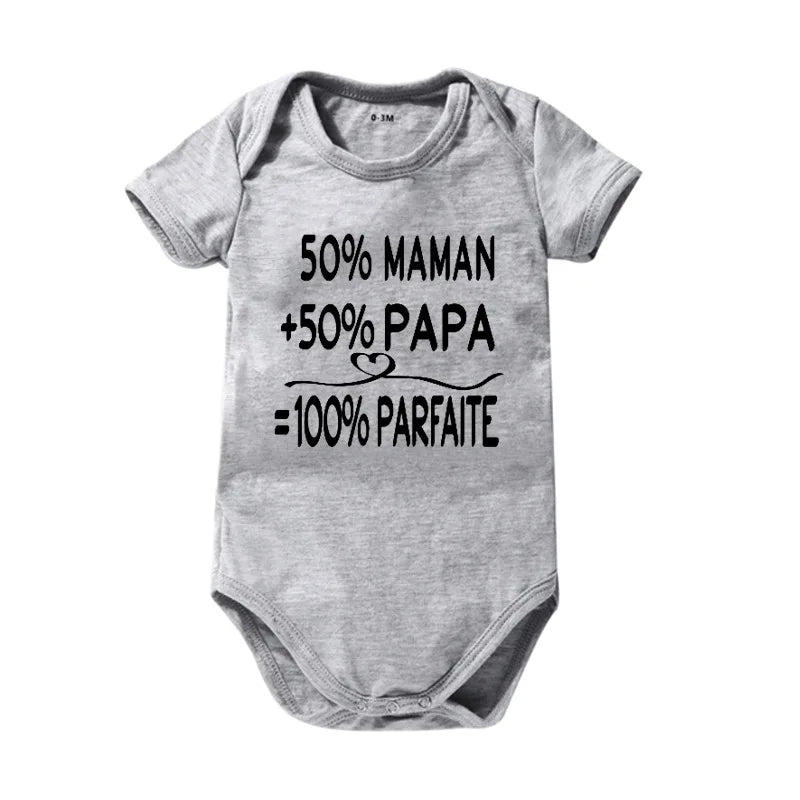 Popular "Mom+Dad=Me" Baby Romper – 100% Cotton Summer Onesie, Newborn Baby Clothes, Unisex Crawling Clothes, Comfortable and Cute