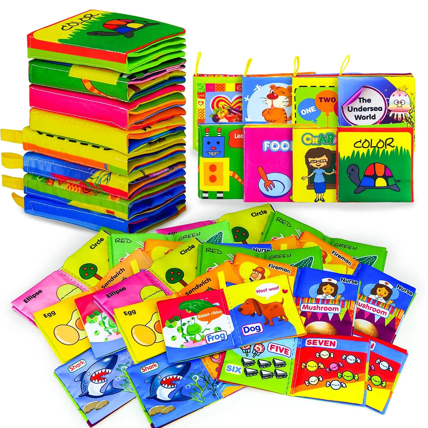 Baby Cloth Book – Intelligence Development Soft Learning and Reading Toy with Rattle for Infants 0–12 Months
