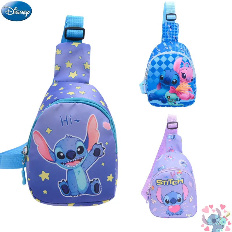 Kawaii Stitch Disney Girls Chest Bag – Cute Mini Outdoor Shoulder Bag for Boys & Girls, Children Zipper Waist Bag, Xmas Gift - Kidzy Market