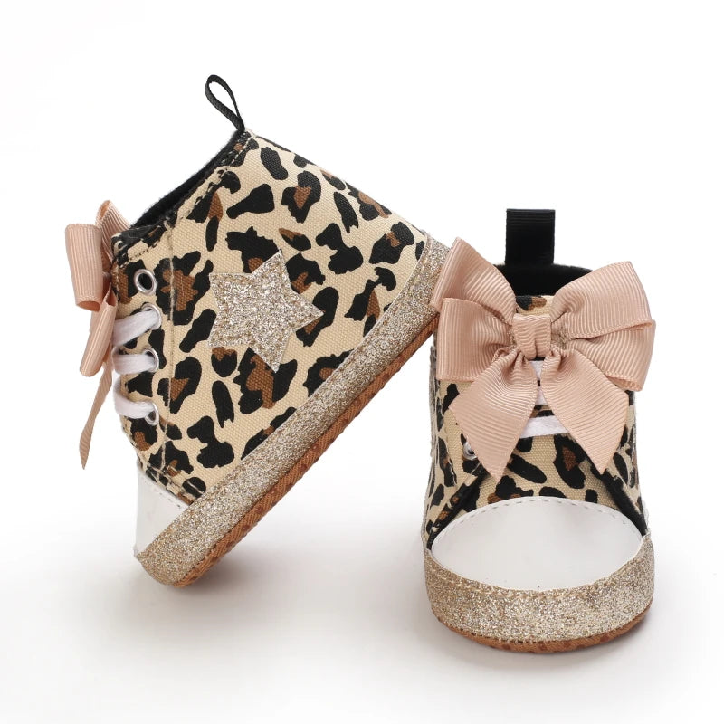 0-18M Newborn Baby Shoes – Cute Leopard Pattern Sports Sandals, Soft Sole Comfortable Walking Shoes for Girls