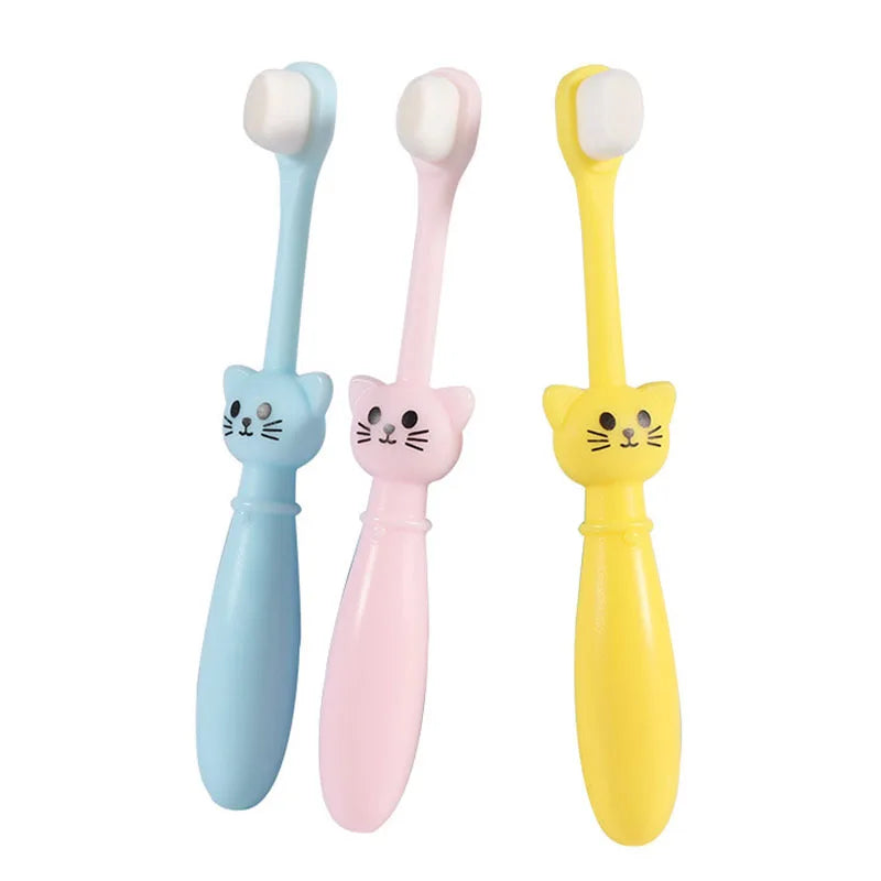Children's Cartoon Cat Toothbrush, Super Soft Bristles, High Quality Training Toothbrush for 1-6Y Kids Dental Care