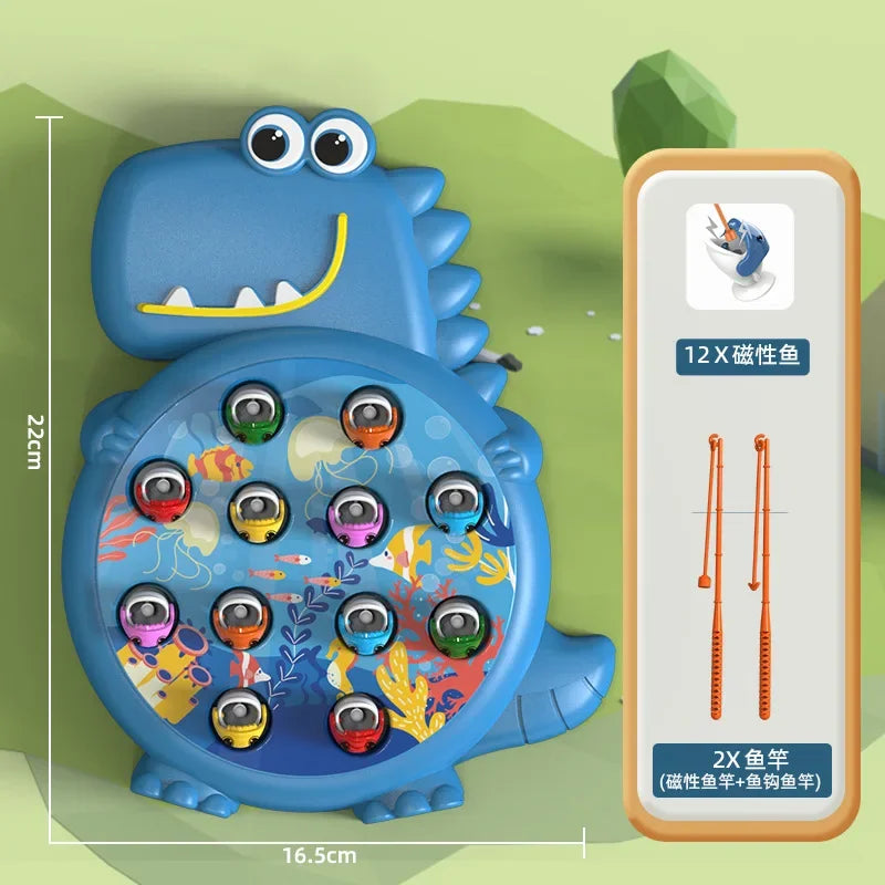 Dinosaur Magnetic Fishing Toys – Simple Play Rod Game, Montessori Educational Toy for Babies and Kids, Rotating Rod Gift