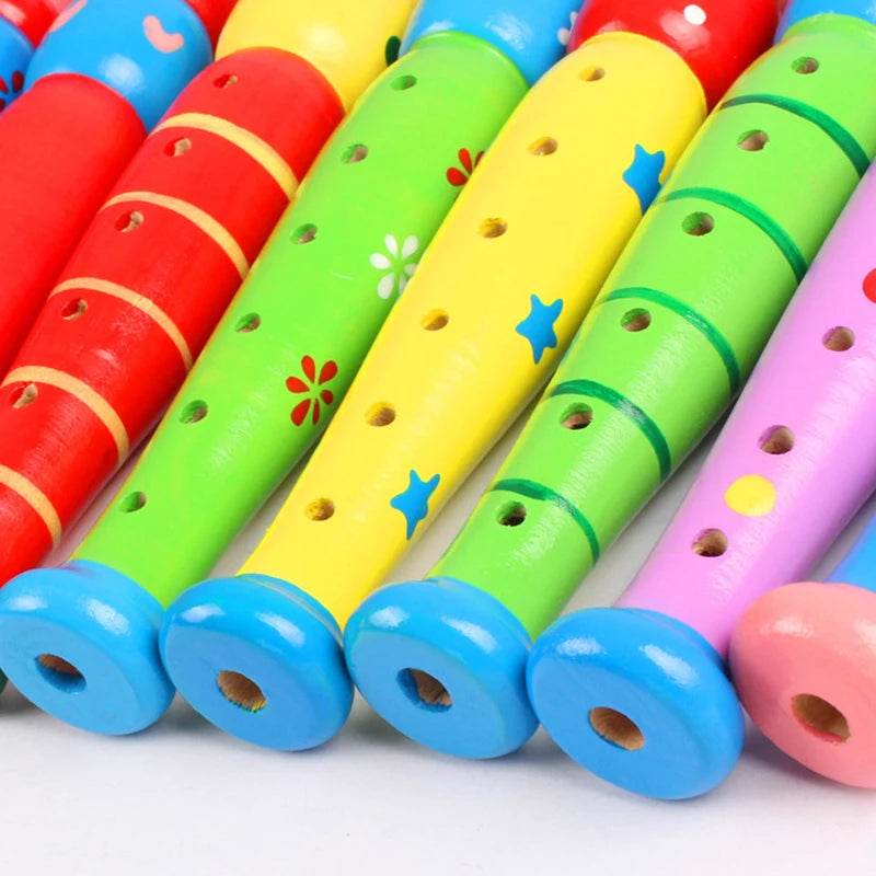 Colorful Wooden Flute Toy – Educational Musical Instrument for Kids, Trumpet Bugle Style Hooter, Fun Learning Toy for Children