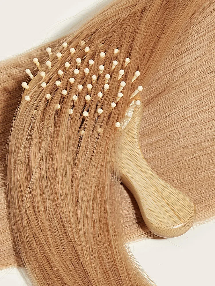 Cute Cat Hair Brush – Natural Wooden Anti-Static Detangle Brush, Scalp Massage Comb, Air Cushion Styling Tool for Girls