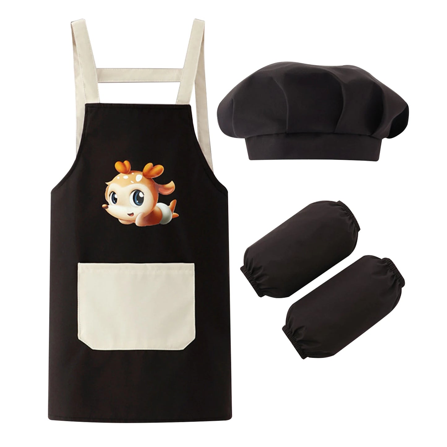 Kids Waterproof Apron Set for Cooking, Baking & Drawing | Includes Chef Hat, Arm Sleeves & Cover Bib - Perfect Cosplay & Artist Costume - Kidzy Market