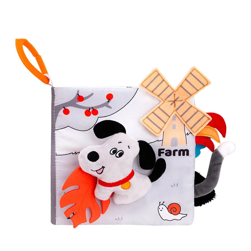 Baby Books Toys - Crinkle Soft Cloth 3D Touch and Feel, High Contrast Sensory Activity Toy for Early Education, Stroller Toy