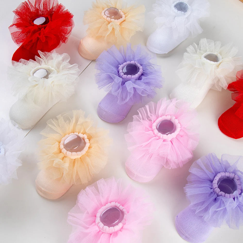 0-24M New Summer Thin Korean Lace Princess Baby Socks | Comfortable, Elastic, Soft & Breathable Leg Tights for Girls