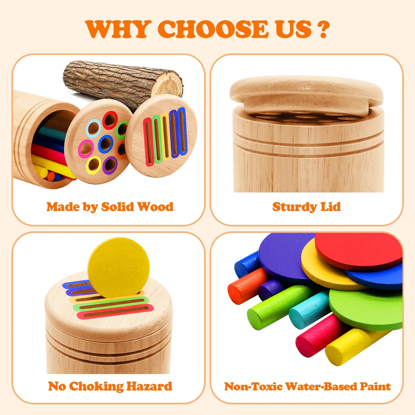 Montessori Wooden Matching Toy – Color Sorting Stick Balance Game for Fine Motor Skills and Math Learning