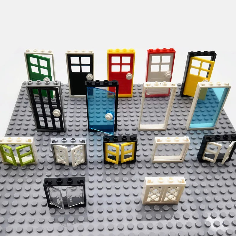 MOC House Doors and Windows Building Blocks – Compatible with Classic City Friends Sets for Kids