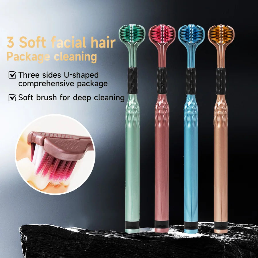 3D Manual Toothbrush Set of 6, Three-Sided U-Shaped Soft Toothbrush for Comprehensive Oral Cleaning, Adults, Men, Women, Couples