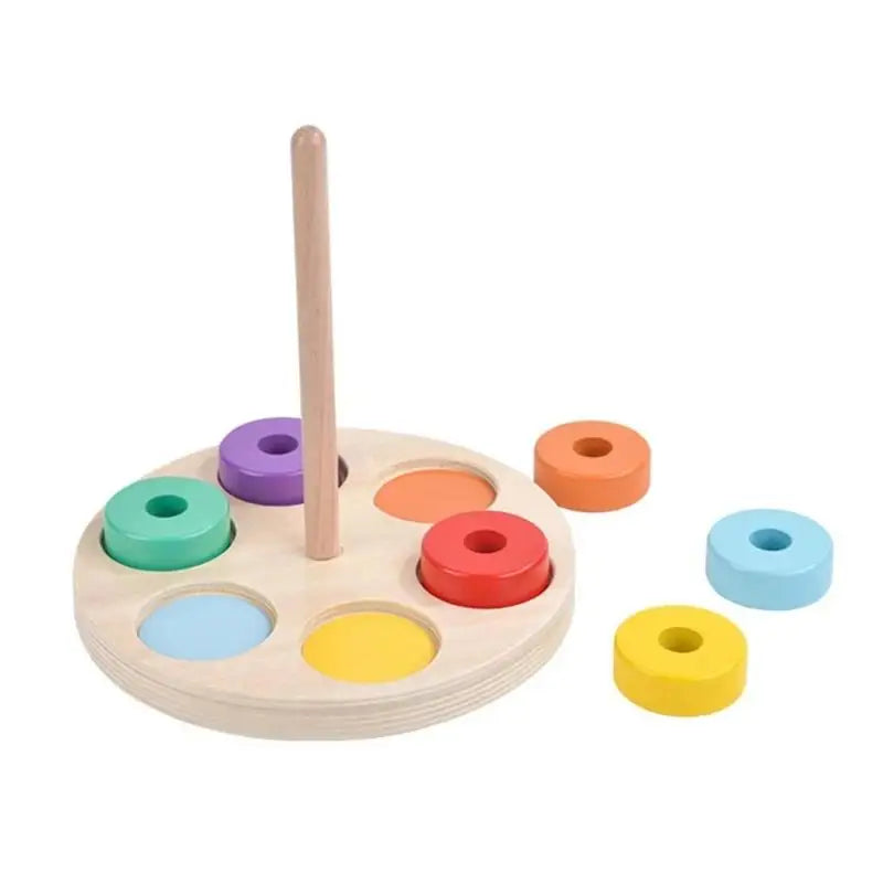 Baby Wooden Rainbow Stacking Toy Montessori Colorful Blocks