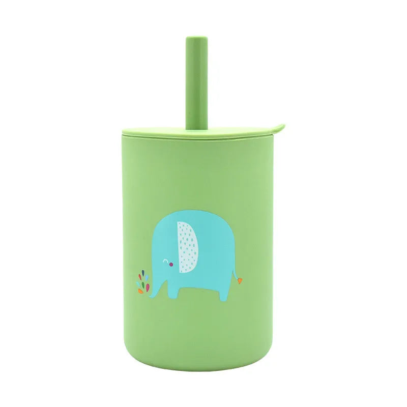Colorful Baby Silicone Water Cup with Rainbow Print, Food Grade Silicone Sippy Cup, Leakproof, BPA Free Feeding Cup for Toddlers