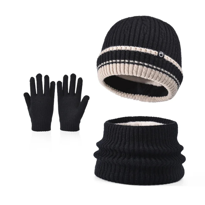 Kids’ Winter Hat, Scarf & Gloves Set – 3-Piece Fleece-Lined Beanie & Neck Warmer for Boys & Girls (Ages 4-10)