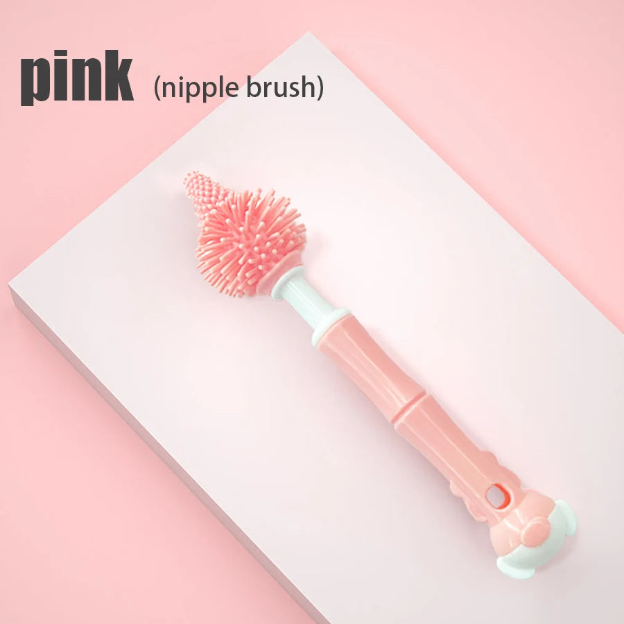 Baby bottle nipple cleaning brush made of liquid silicone, ideal for cleaning children's cups and nipples—an essential home item.