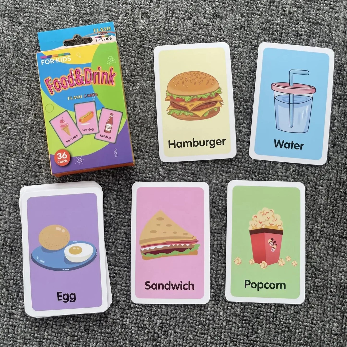 36pcs Children Cognition Cards - Body Parts, Animal, Fruits Double-Sided Flashcards, Montessori Early Educational Toys for Baby Kids Gifts