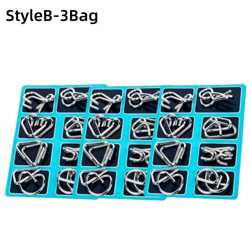 8Pcs/Set Metal Montessori Puzzle Wire - IQ Mind Brain Teaser - Interactive Game for Children & Adults - Educational Toy