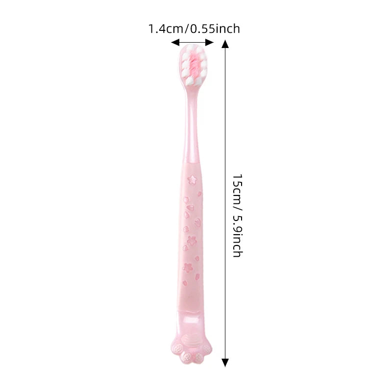 3pcs/box Kids Toothbrushes, Soft Bristles for Gum Care, Cat Paw Design for Tongue Cleaning, Independent Packaging, for 3-12 Years Old Kids