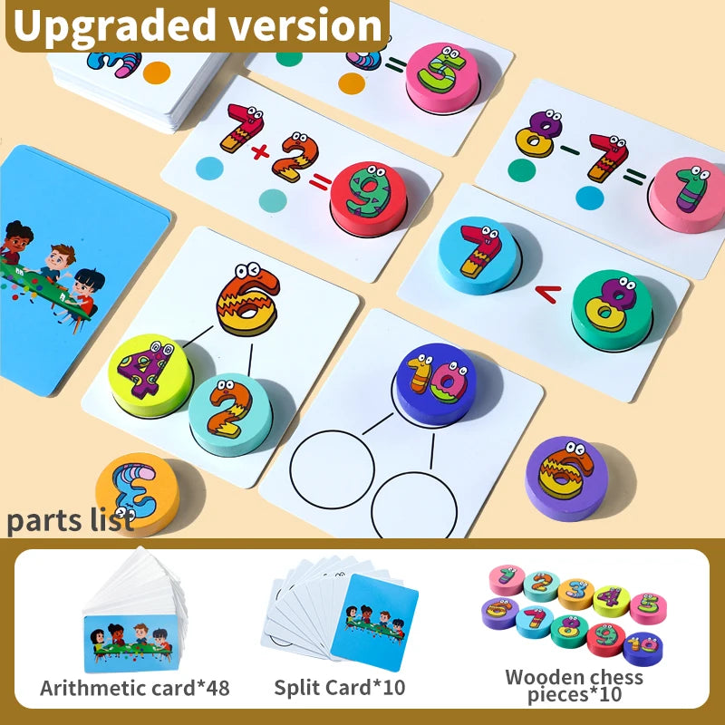 Kids Learning 1–10 Numbers Counting Toy – Digital Math Matching Game with Operation Cards