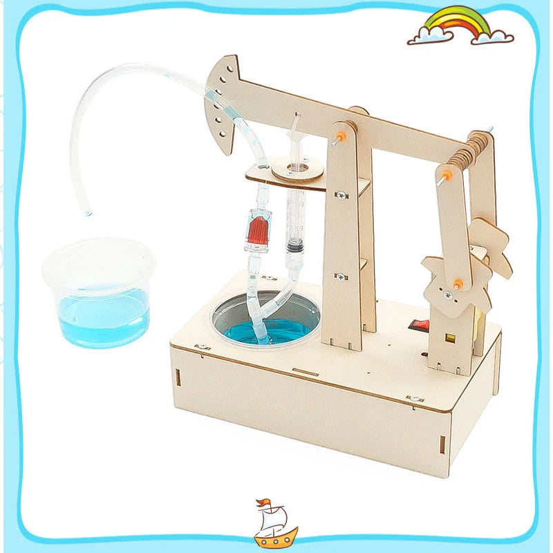 Kids STEM Toys DIY Pumping Unit, Assembling Model Kits, Water Pump Experiment Technology Puzzle Toy Gift
