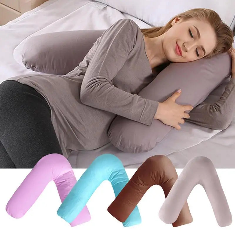 Multi-functional V-Shaped Nursing Pillow for Pregnancy - Side Sleeping Lumbar Cushion, Comfortable Solid Maternity Pillow