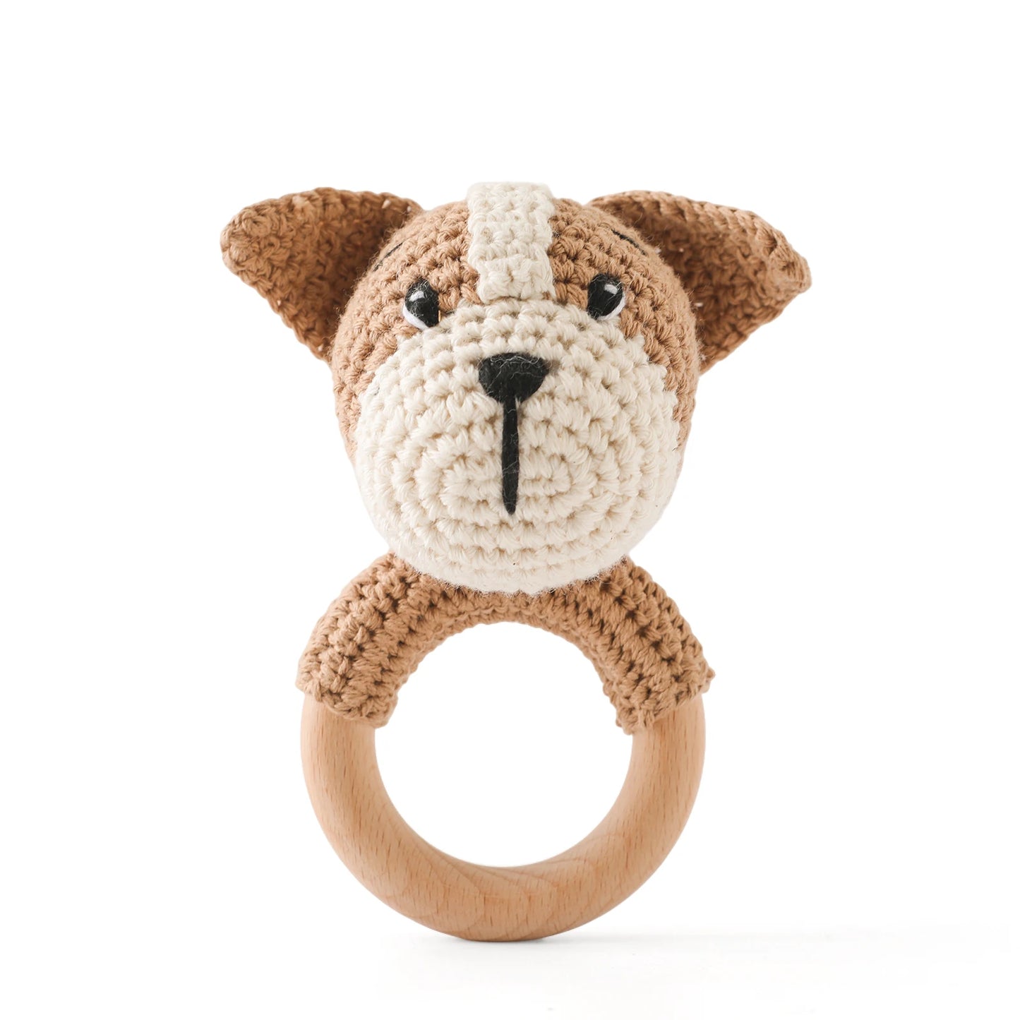 1pc Baby Teether Music Rattle - Animal Crochet Rattle, Elephant & Giraffe Wooden Ring, Babies Gym Montessori Children’s Toys
