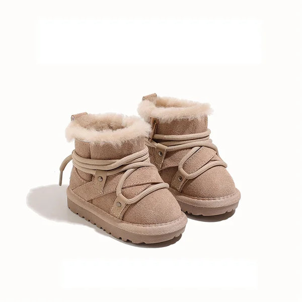 2024 New Winter Baby Snow Boots, Leather Warm Plush Infant Shoes, Soft Sole Boys Boots, Fashion Toddler Girls Boots (Size 16-25)