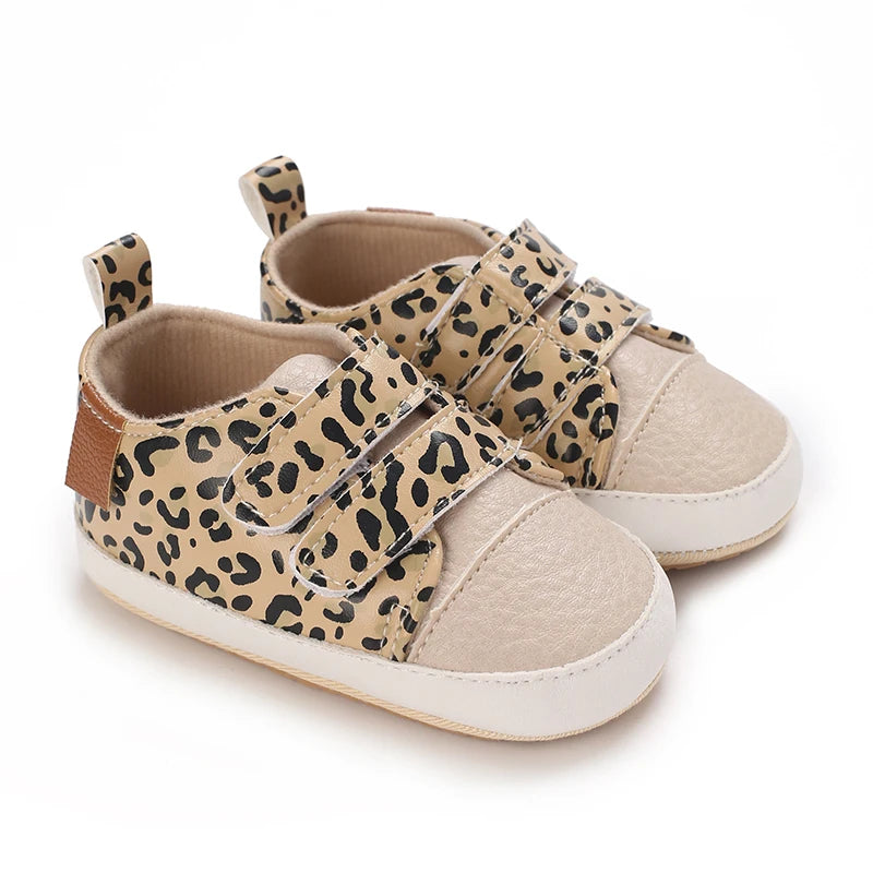 0-18M Newborn Baby Shoes – Cute Leopard Pattern Sports Sandals, Soft Sole Comfortable Walking Shoes for Girls