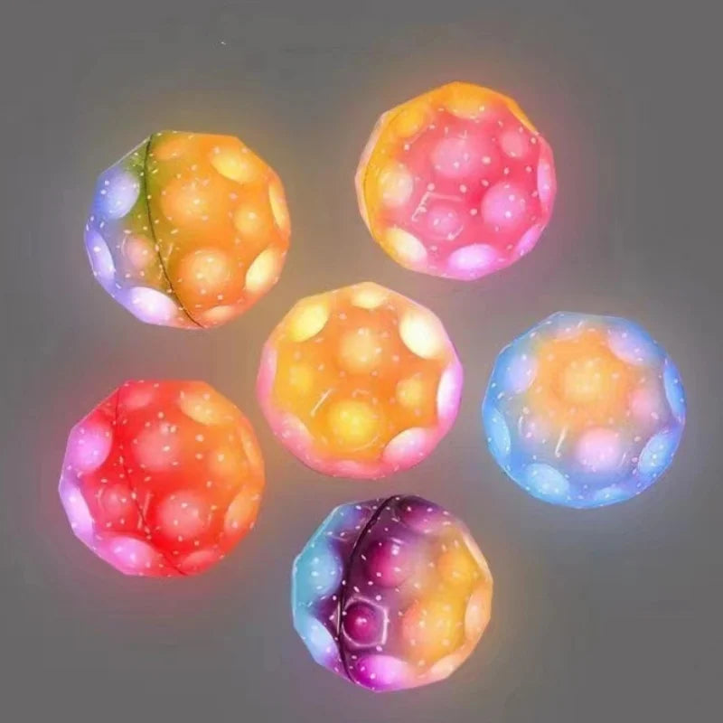 Glowing High Bouncing Ball with LED Light – Space Ball Fidget Toy for Kids, Outdoor Stress Relief Hole Ball